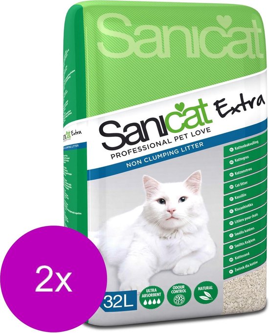 Sanicat Extra - Kattenbakvulling - 2 x 32 l | bol.com