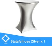 Statafelrok Luxe x 1 - Statafel Tafelrok - Statafelhoes - Stretch – ZILVER - ∅80 x 110 cm – geschikt voor Horeca Evenementen | Sta Tafel Hoes | Statafel | Staantafelhoes | Cocktailparty | Tro