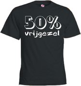 Mijncadeautje T-shirt - 50% vrijgezel - Unisex Zwart (maat XXL)