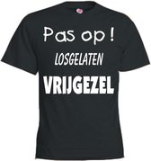 Mijncadeautje T-shirt - Pas op losgelaten vrijgezel - Unisex Zwart (maat XXL)