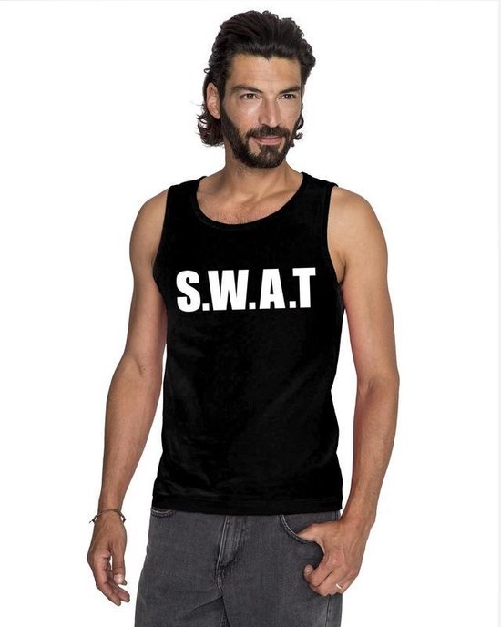 Politie S.W.A.T tekst singlet shirt/ tanktop zwart heren XL