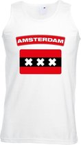 Singlet shirt/ tanktop Amsterdamse vlag wit heren M