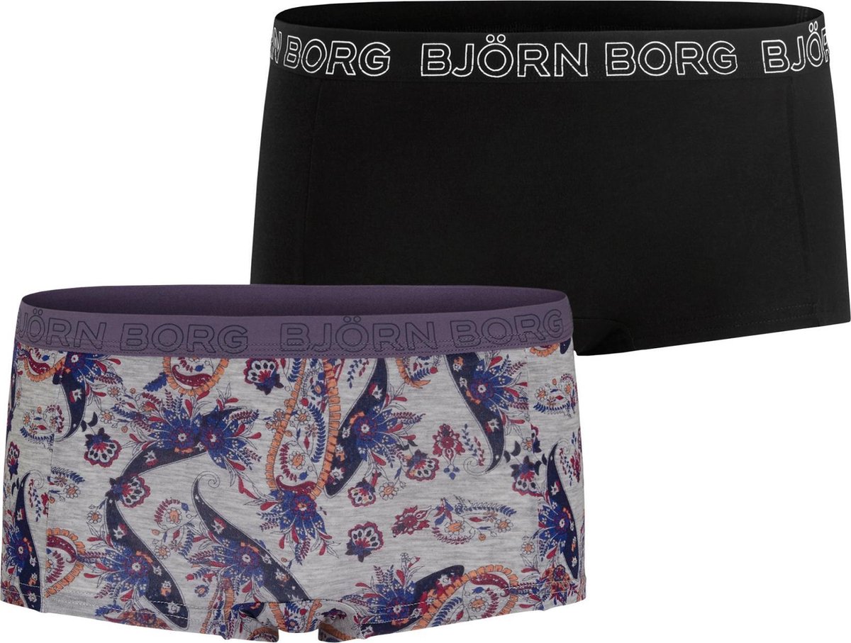 Bjorn Borg Paisley dames minishort - 2pack - licht grijs - maat XS | bol.com
