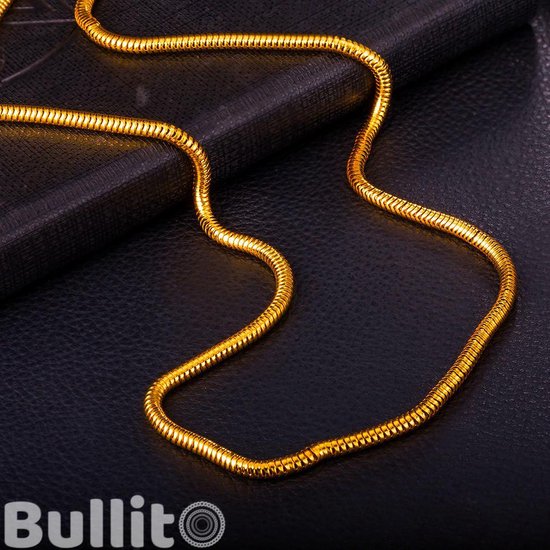 Snake" Gouden Ketting - 18k Gold Plated - 20 GRAM - 3 x 3mm - 60cm - Heren  - 24krt | bol.com