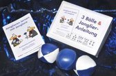 3 Bälle & Jonglier-Anleitung(blau-weiß, blau, blau-weiß)