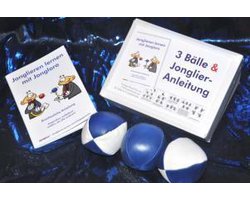 3 Bälle & Jonglier-Anleitung(blau-weiß, blau, blau-weiß)