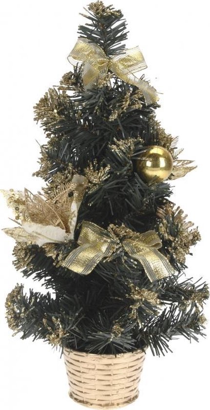 kerstboom met gouden versiering 40 cm - kleine kerstbomen | bol.com