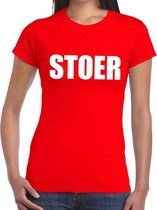 Stoer tekst t-shirt rood dames XXL
