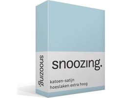 Snoozing - Katoen-satijn - Hoeslaken - Lits-jumeaux - Extra Hoog - 180x200 cm - Hemel