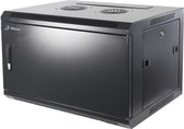 Alfaco 19-6406M, 6U, 19" Serverkast/Wandkast met metalen voordeur, (BxDxH) 600x450x368mm, zwart