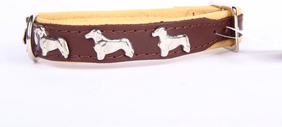 Draak Oneffenheden Maestro Dog's Companion - Leren halsband Teckel - Lengte: 35cm (28-34cmx16 mm),  Kleur: Bruin /... | bol.com