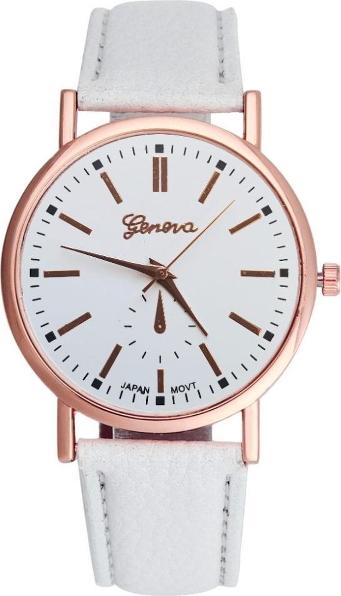 Fako® - Horloge - Geneva - Classic Rosé Gold - Wit