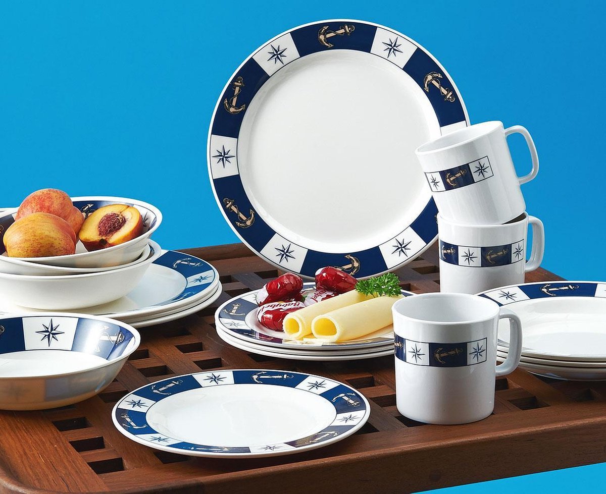 Gimex scheepsservies met anker en Compass logo 20 stuks