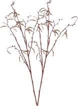 2x Bruine Betula pendula/berkenkatjes paastak kunsttak 66 cm - Kunstbloemen/kunsttakken - Kunstbloemen boeketten