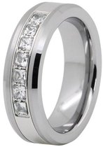 Schitterende Wolfraamcarbide Ring | Damesring | Zilver | Zirkonia |19,75 mm. Maat 62