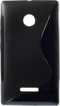 Luxe TPU back beschermhoesje cover zwart Microsoft Lumia 435