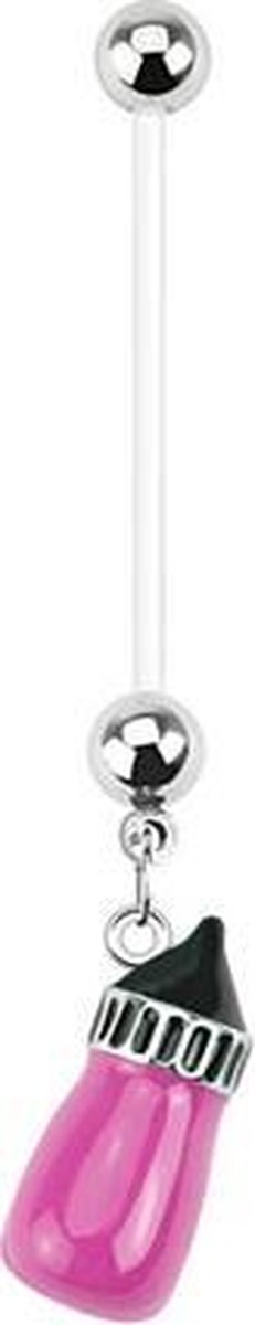 Zwangerschaps navelpiercing flesje roze ©LMPiercings