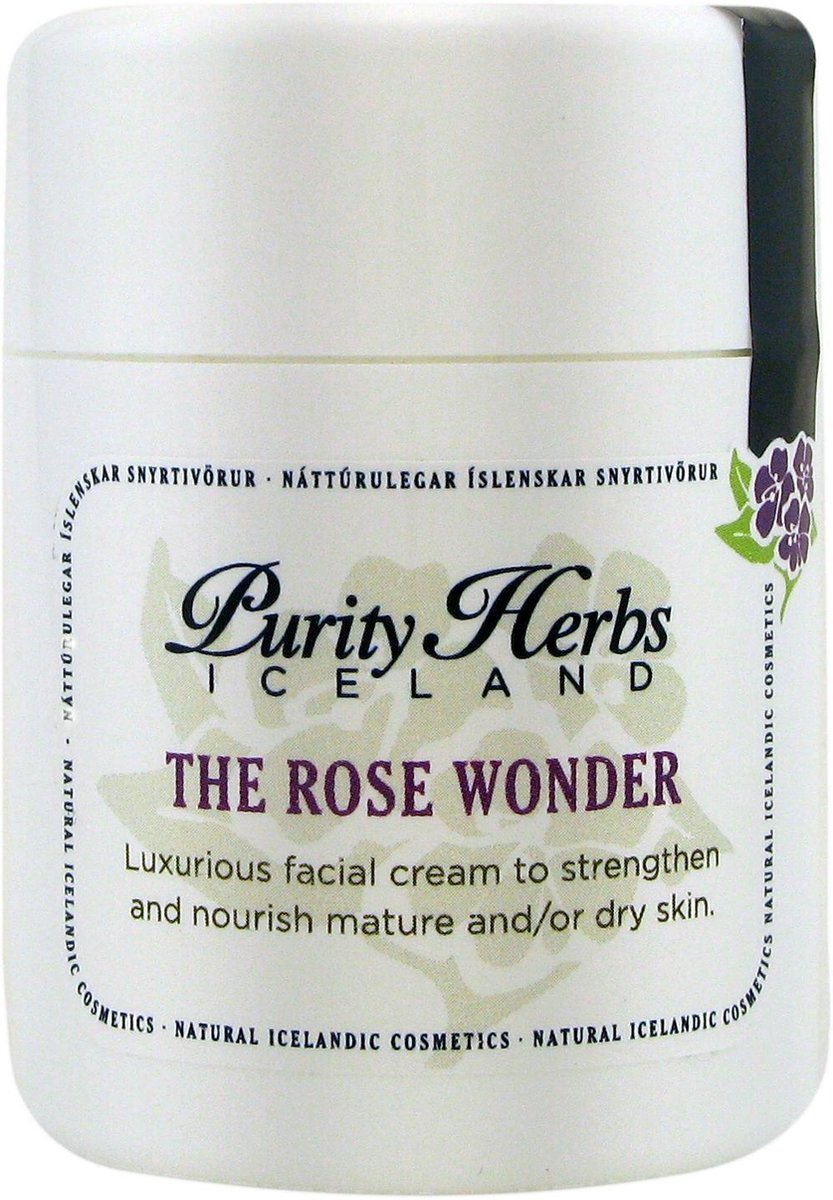 Purity Herbs - Rozenwonder - 100 % natuurlijke dag- en nachtcrème met IJslandse kruiden voor vermoeide droge huid & rijpere huid - 50ml pomppotje