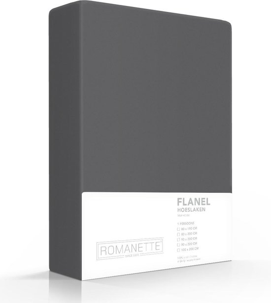Luxe Flanel Hoeslaken Antraciet | 200x220 | Warm En Zacht | Uitstekende Kwaliteit