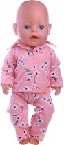 Roze pyjama met bloemen voor babypop zoals Baby born - Poppenkleding