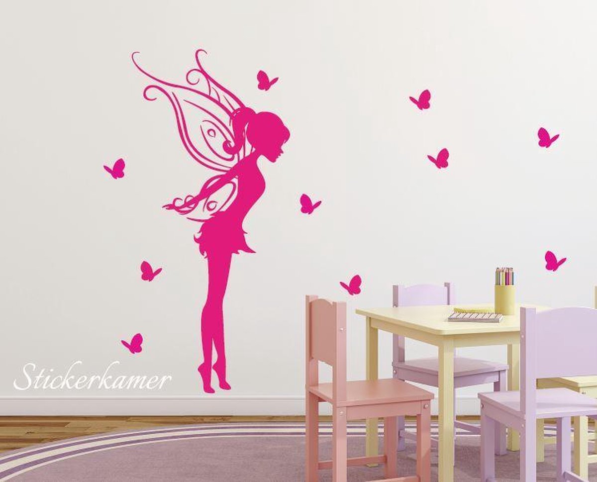 Muursticker fee roze meisjes babykamer