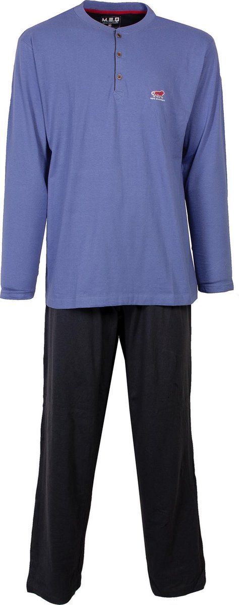 MEQ Heren Pyjama - Pyjama Set - 100% Katoen - Blauw - Maat S