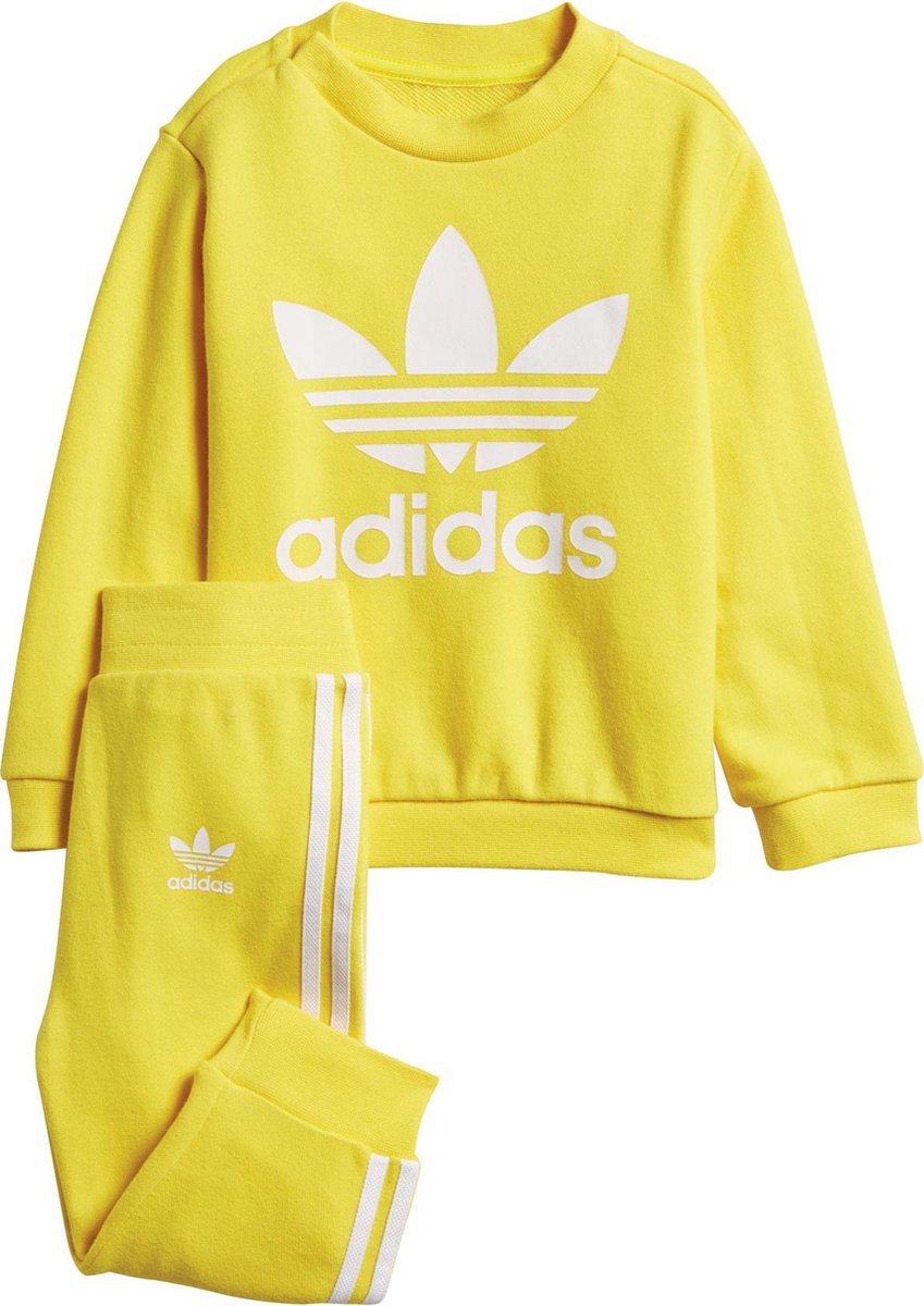 adidas Trefoil Crew Trainingspak casual - Maat 104 - Unisex - geel/wit |  bol.com