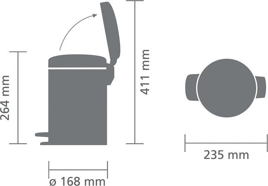 Brabantia NewIcon poubelle à pédale 3 litres avec seau intérieur synthétique - Passion Red