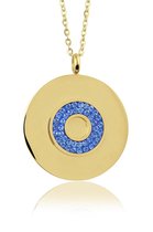 Montebello Ketting Bode Blue K - Dames - 316L Staal PVD - Zirkonia - Rond - ∅ 35 mm - 50 cm