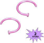 Fako Bijoux® - Neuspiercing - Open Ring - 10mm - Roze - 2 Stuks