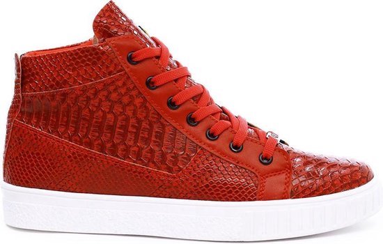 Heren Sneakers van Manzotti met Snake Print Halfhoog Kleur Rood | Bestel nu!