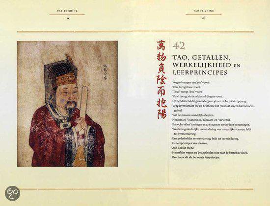 Open boek met een Chinese illustratie van een man met hoed en tekst over leerprincipes.