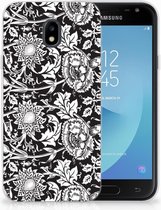 TPU Siliconen Case Back Cover Geschikt voor Samsung J3 2017 Black Flowers
