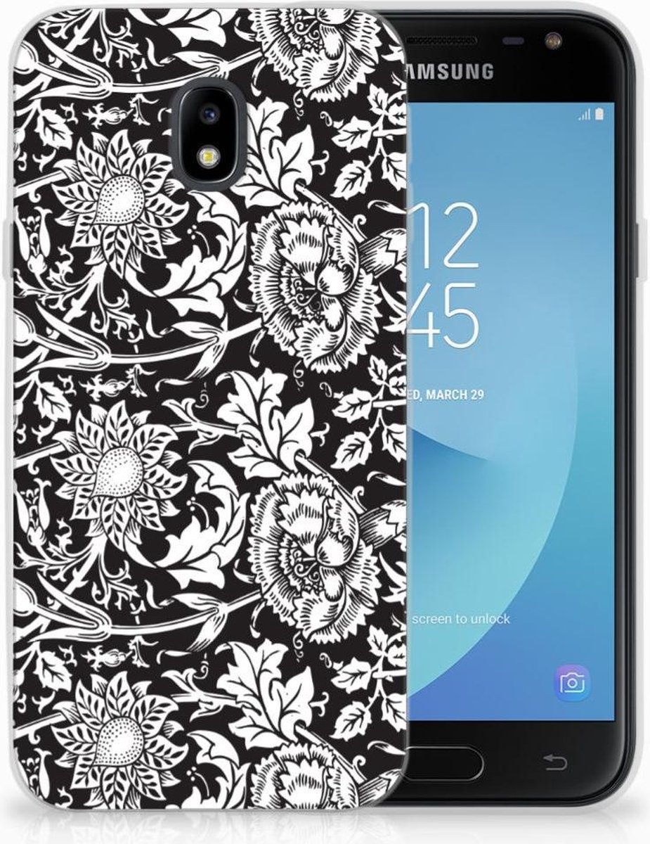Samsung Galaxy J3 2017 TPU Case Black Flowers