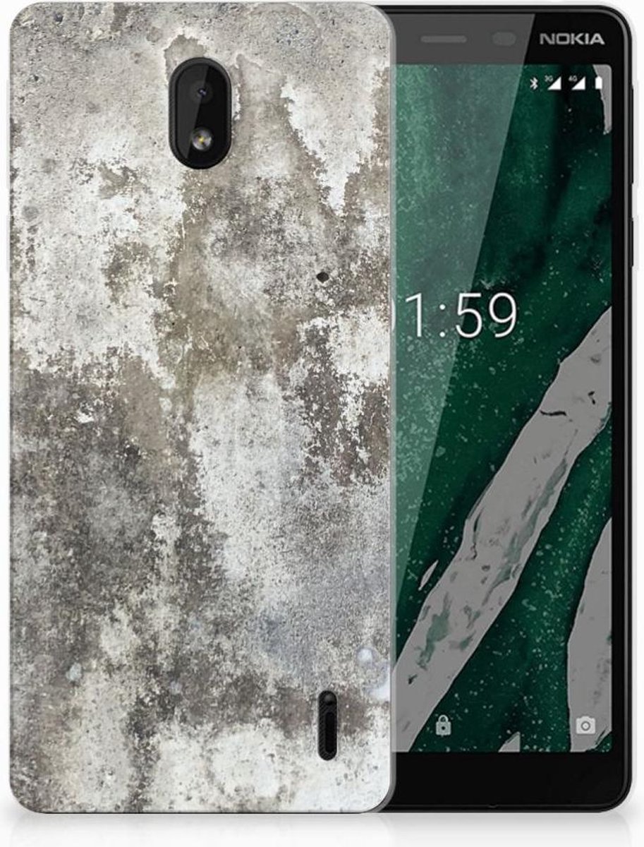 TPU Hoesje voor Nokia 1 Plus TPU Siliconen Hoesje Beton Print