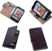 PU Leder Mocca Hoesje LG L70 Book/Wallet Case/Cover