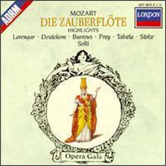 Albumcover van Mozart: Die Zauberflöte Highlights met een afbeelding van een koning in een medaillon.