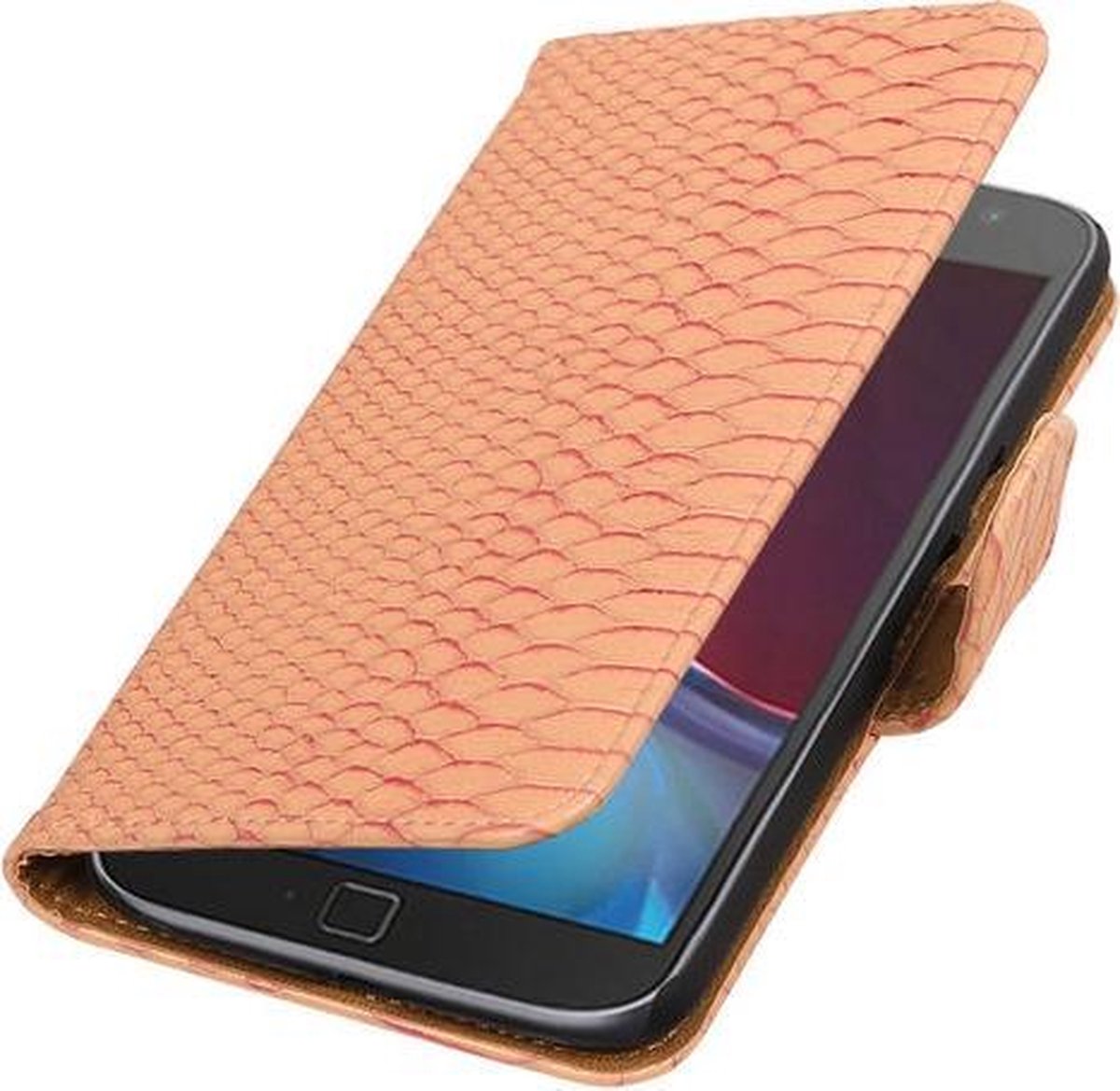 Roze Slang booktype wallet cover hoesje voor Motorola Moto G4 / G4 Plus