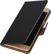 Zwart Effen booktype wallet cover hoesje voor Samsung Galaxy C5