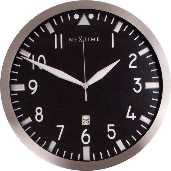 NeXtime Pilot - Klok - Rond - Aluminium - Ø44 cm - Zwart