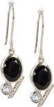 Zilveren Oorbellen Spinel Zwart met Bergkristal Zilveren Oorbellen Spinel Zwart met Bergkristal