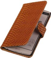 Snake Bookstyle Wallet Case Hoesjes voor LG V10 Bruin