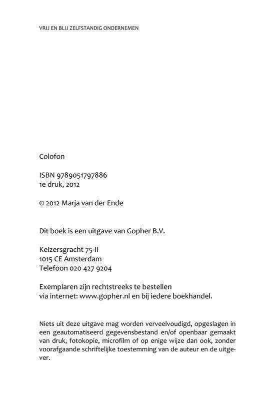 Colofon met ISBN, drukjaar en auteursrecht.