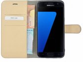 Samsung Galaxy S7 Edge hoesje - Bookcase - Portemonnee Hoes Echt leer Wallet case Ivoorkleur