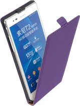 LELYCASE Paars Lederen Flipcase Hoesje Sony Xperia T2 Ultra