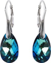 DBD - Zilveren Oorbellen - Druppel - Swarovski Kristal Elements - Bermuda Blauw - 16MM - Anti Allergisch
