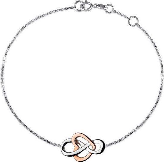 Fate Jewellery Armband FJ581 - Infinity Heart - 925 Zilver, Rosé verguld - Hartje