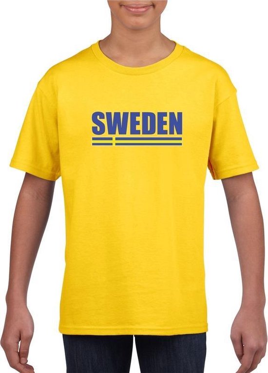 Geel Zweden supporter t-shirt voor kinderen 158/164
