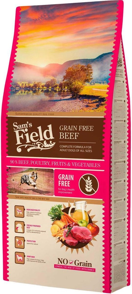 Sam's Field Adult High Meat - Rund - Graanvrij - Hondenvoer - 13 kg