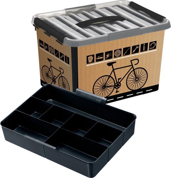 Sunware - Q-line fietsbox met inzet 22L zwart - 40 x 30 x 26 cm | bol.com